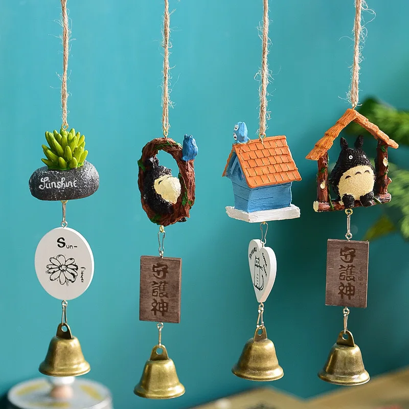 Japanese-Style Resin Wind Chimes Room Bell Automobile Hanging Ornament Cartoon Totoro Birthday Gift Balcony Sunny Doll Ornaments
