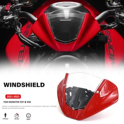 2022 2023 2024 Windscreen Windshield Wind Deflector Shield Screen Visor Glass with Bracket For Ducati Monster 950 MONSTER 937