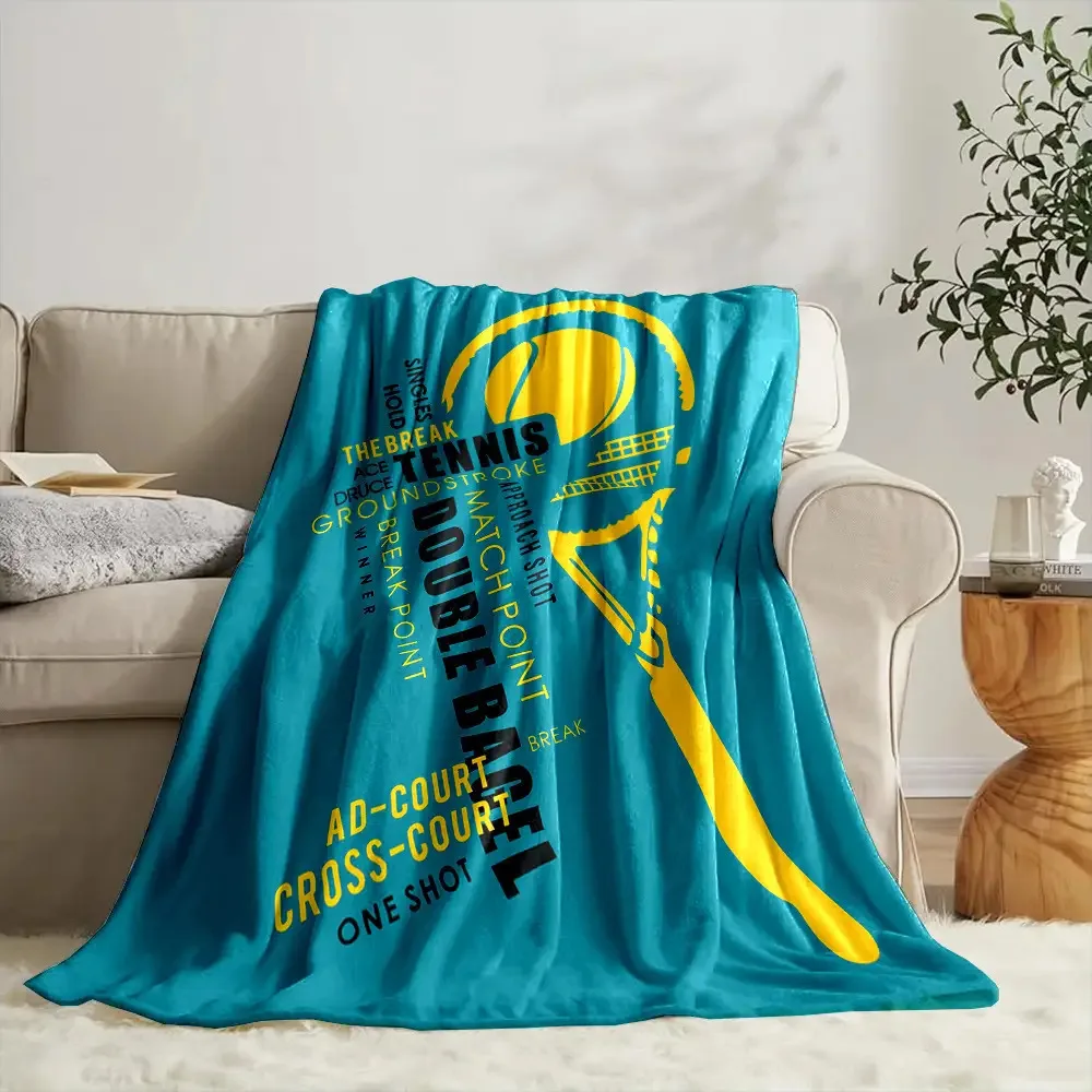 Tennis-themed pattern Flannel printed blanket suitable for all seasons suitable for living room office sofa and travel 150x230cm