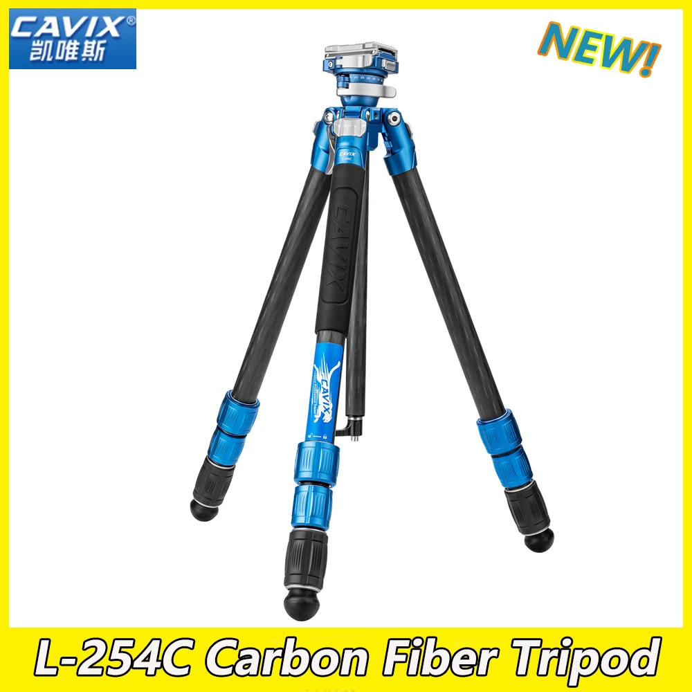 

CAVIX L-254C Video Photography Carbon Fiber Tripod Lightweight Travel Vlog Stands for DSLR Mirrorless Cameras B Version