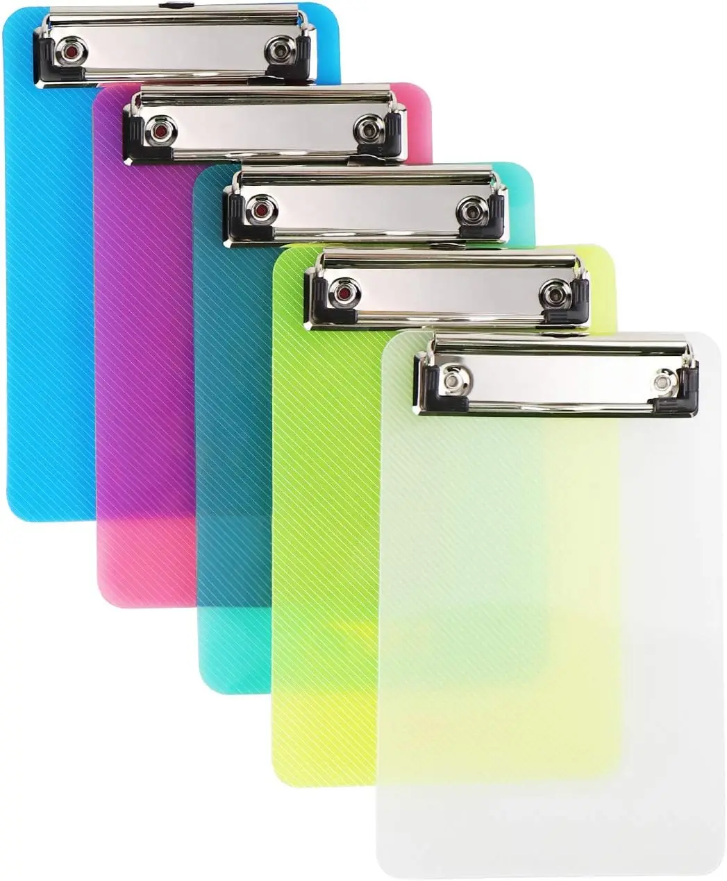 

Plastic Mini Clipboard Set of 5, A6 Size 4.7x7.3 Inch, Colorful Memo Clipboards for Office School Home