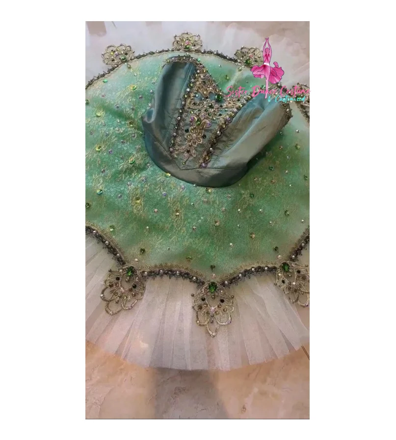 

Professional private custom high-end classical ballet TUTU green skirt plate skirt competition dress women's costume