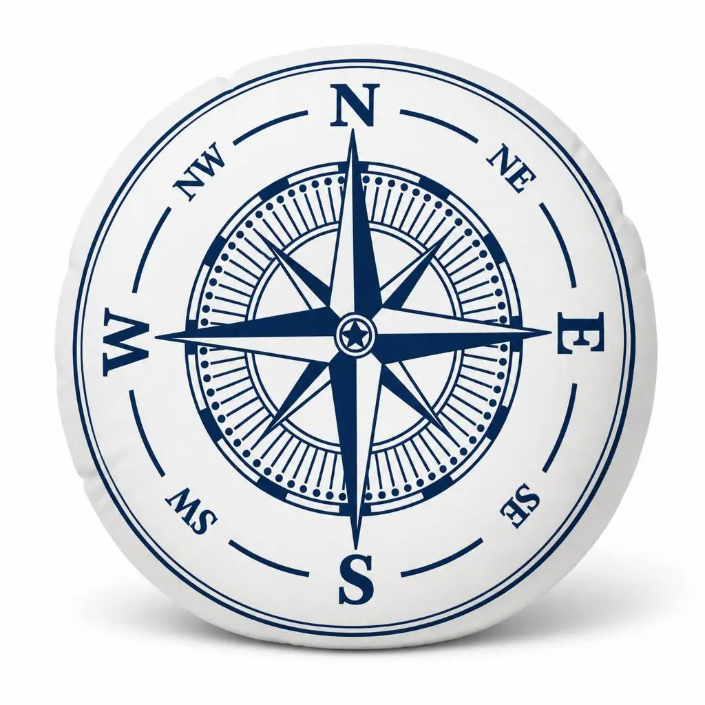 Compass Rose Nautical Navigation Maritime Compass Plush Pillow Cushion Irregular Stuffed Throw Pillow Home Decor Gift Sofa Bed