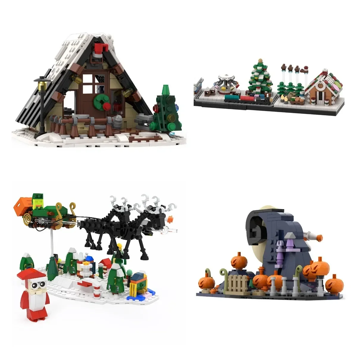 MOC Movie House of Nightmare Christmas Winter Cottage Wonderland Building Blocks Haunted House Model Toys for Kids