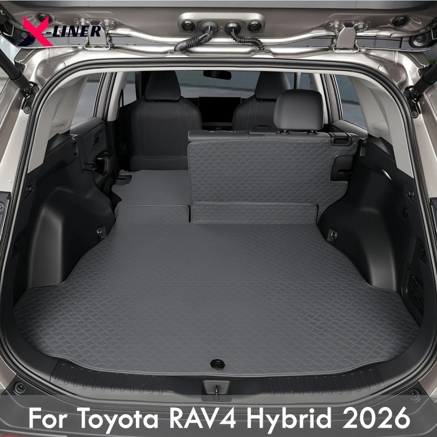 

For Toyota RAV4 Hybrid 2026 PU Leather Rear Trunk Mat Protector with Backrest (Not for Limited with Subwoofer) RAV4 Cargo Liner
