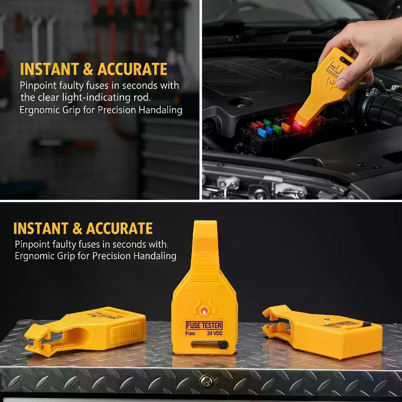 Auto Fuse Tester 1Pcs 24V DC LED Indicator Non Slip Grip Professional Testing Tool for Auto Repair Shops