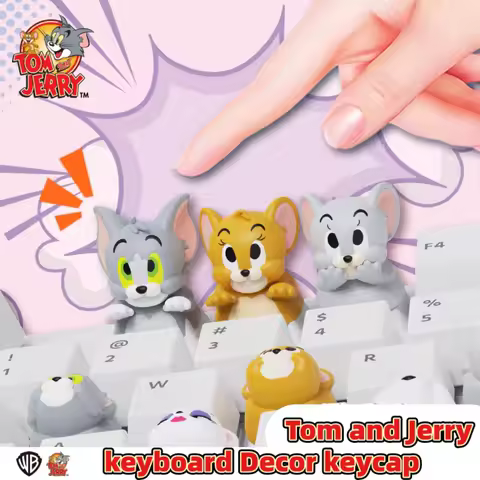 Genuine Tom And Jerry Keycap Blind Box Cute Cartoon Cat And Mouse Gaming Keyboard Custom Decorative Keycaps Girl Christmas Gifts