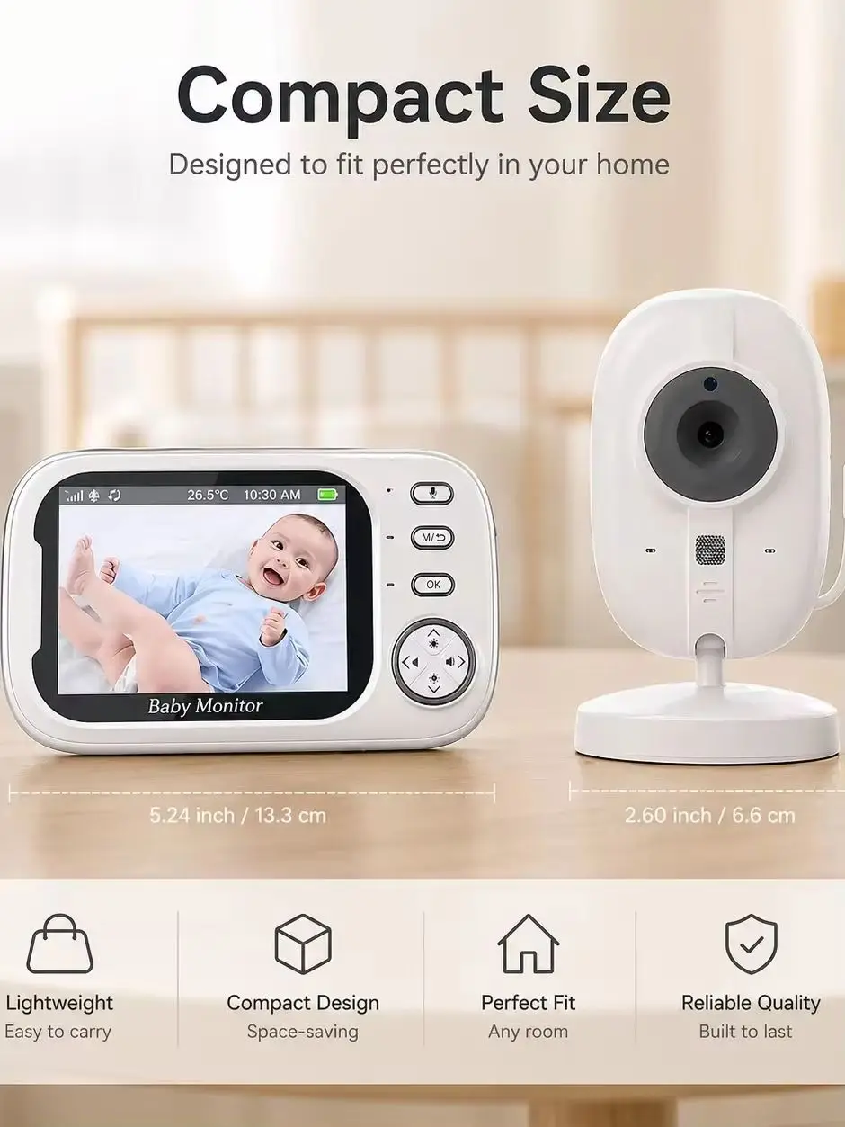 Babyphone mit 3,5-Zoll-LCD-Bildschirm, elektronisches Video mit Kamera und Audio, Nachtsicht, Zwei-Wege-Gespräch, Temperaturüberwachung ABM600
