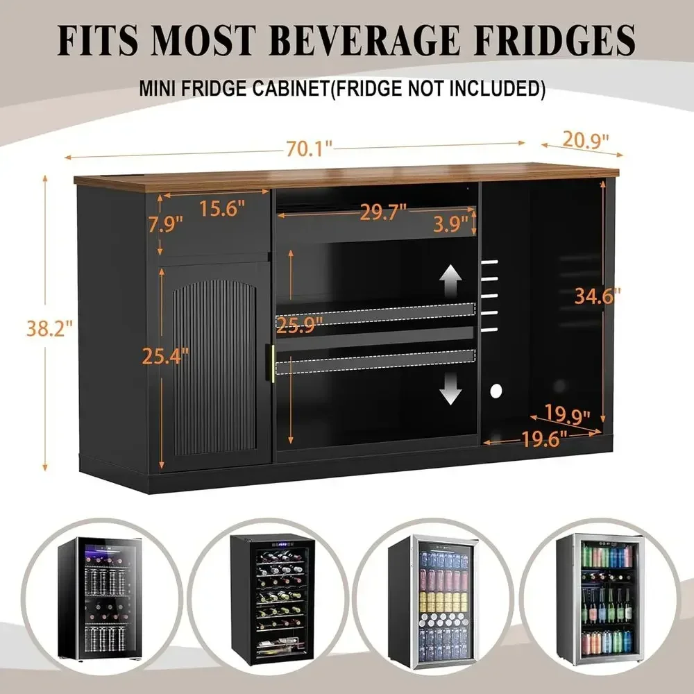 Snack Bar Cabinet with ridge Space, 70.1