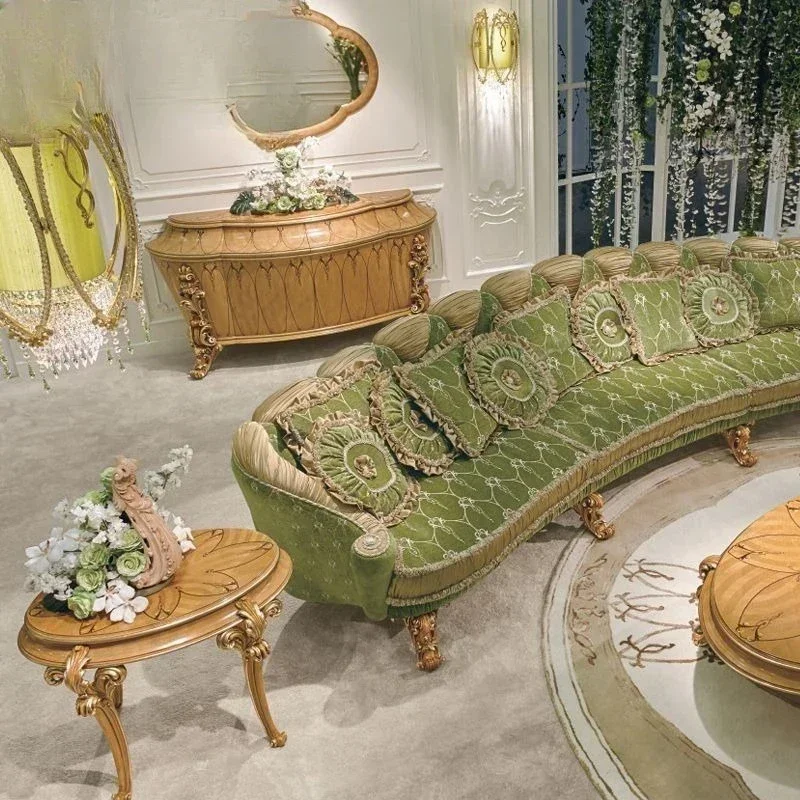 European solid wood sofa, high-end chaise longue chair