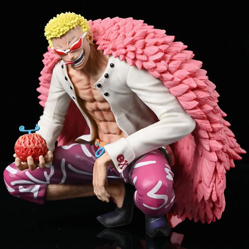 قطعة واحدة من دمية Donquixote Doflamingo Seven Martial Sea القرفصاء برأسين نحت مع فاكهة الشيطان دمية كاريكاتير يابانية مصنوعة يدويًا