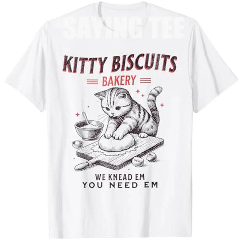

Kitty Biscuits We Knead Em You Need Em Cat Lover Baking T-Shirt Cute Kitten Tee Cat Biscuits for Children Women and Bakers Gifts