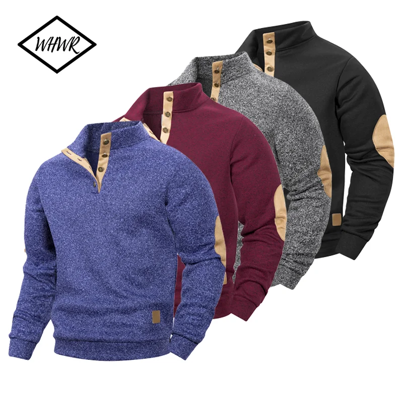 

2025 мужской повседневный пуловер с длинным рукавом и воротником-стойкой, толстовки, уличная уличная одежда для мужчин, спортивные легкие пальто с v-образным вырезом для верховой езды