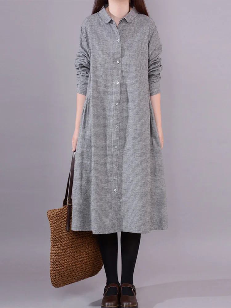 

Женская длинная юбка трапециевидной формы средней длины на пуговицах в Корейском стиле в клетку с свободной талией Dr