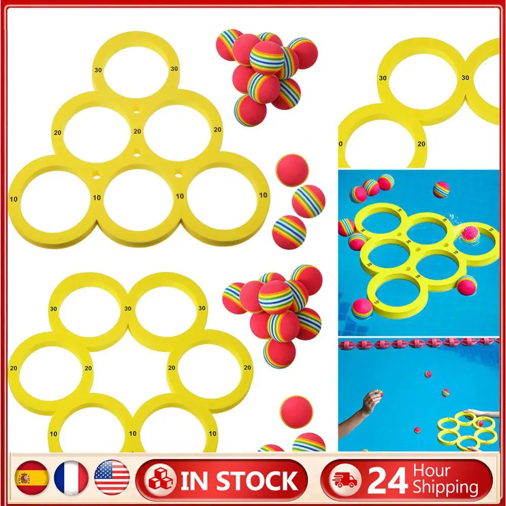 

Набор игр для бассейна с 10 радужными шариками, плавающее кольцо для воды в бассейне для детей и взрослых, водная игра в бассейн