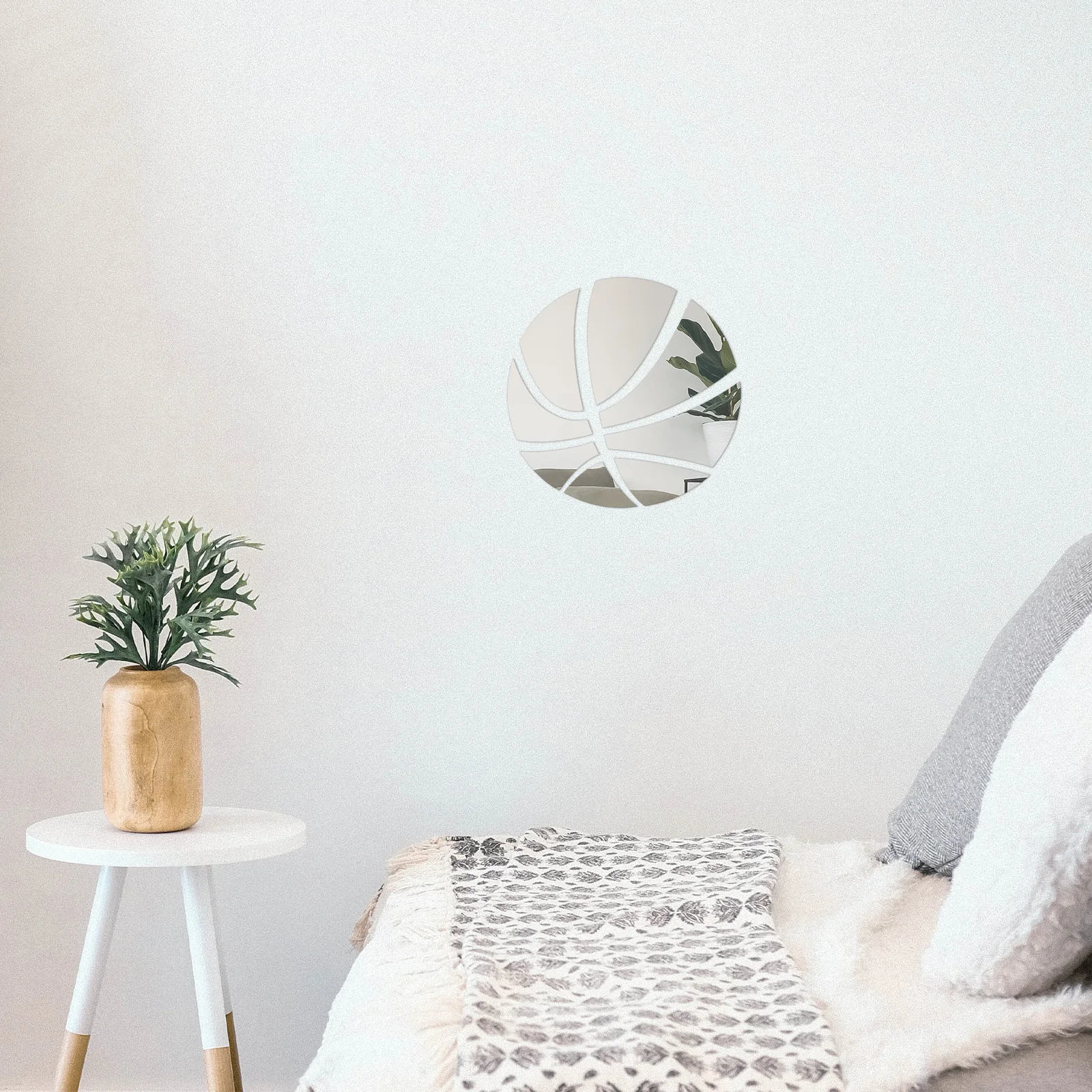 

Mini Basketball Wall Sticker Silver Small JM584 DIY Home Decor Bedroom Family Decals Mirror Peel Stick Waterproof Self Adhesive