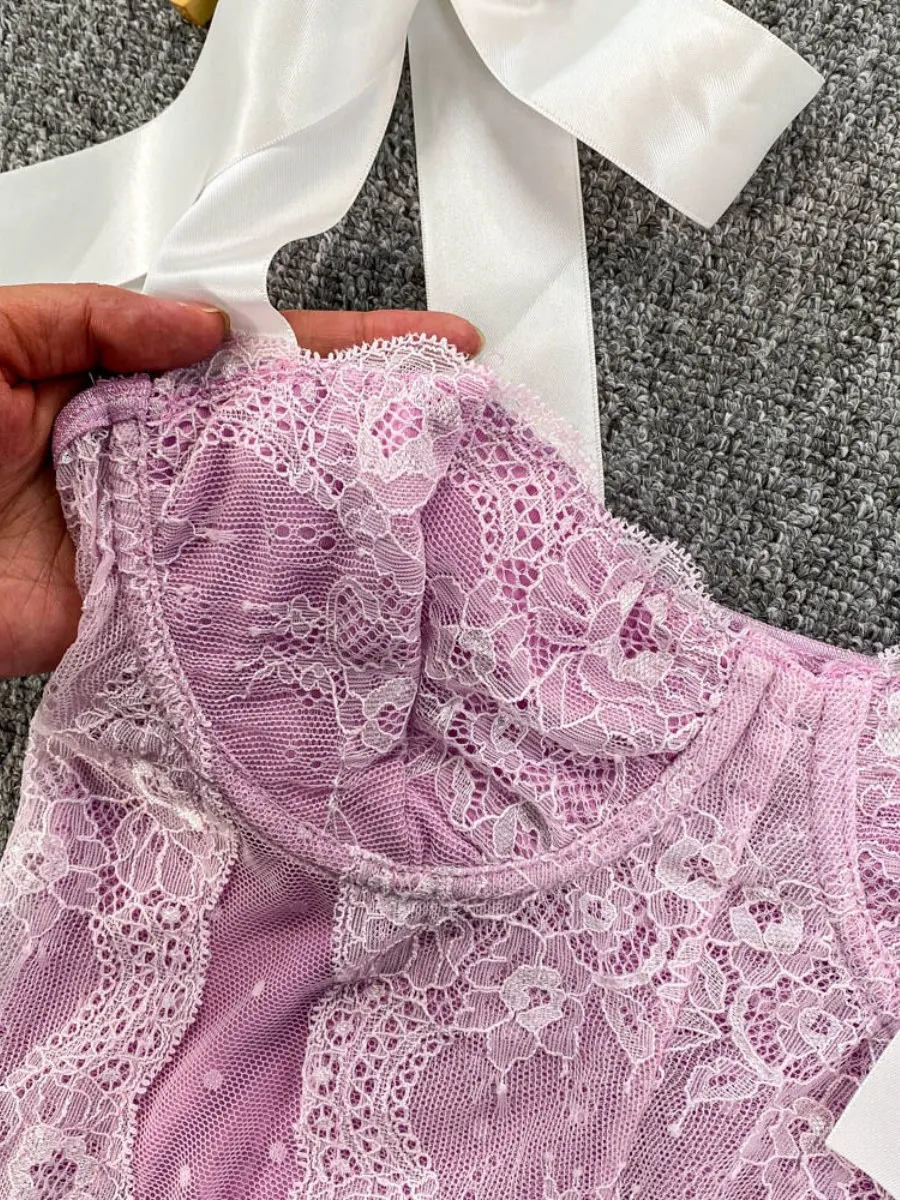 Foamlina Hic مثير الدانتيل الرسن سترة الكورسيهات المرأة صيف جديد ملابس خارجية داخلية رقيقة ضئيلة الأشرطة البنطال القصير موضة بوستير