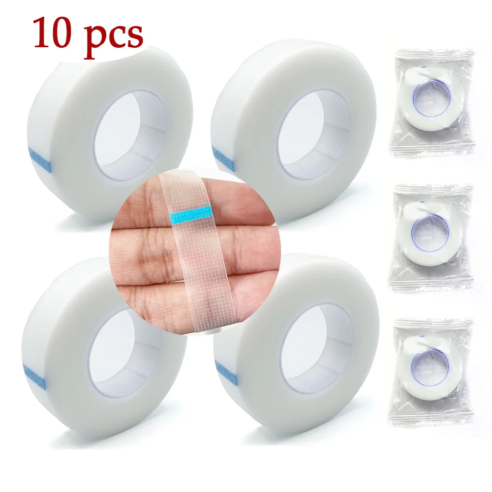 10 Rolls Eyelash Tape PE Eyelash Extension Paper Tape Wholesale Breathable PE Adhesive Patches Under Eye Pad Grafting Tapes