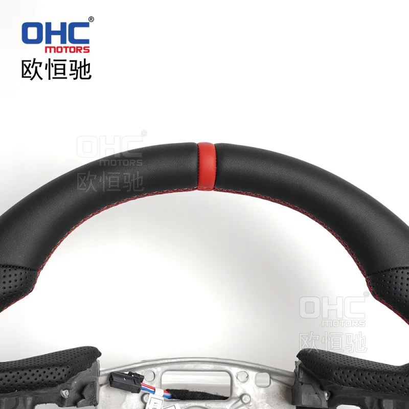 For Chevrolet Silverado 2019-2024  full-leather heated flat-bottom car pickup steering wheel modification and upgrade