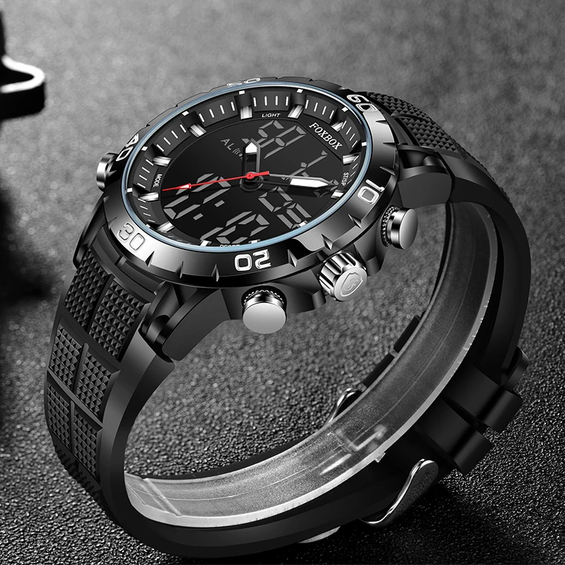 LIGE Foxbox Casual Sport Men\'s Watches Top Brand Luxury Fashion Quartz Man Wristwatch Military Waterproof Digital Alarm Luminous