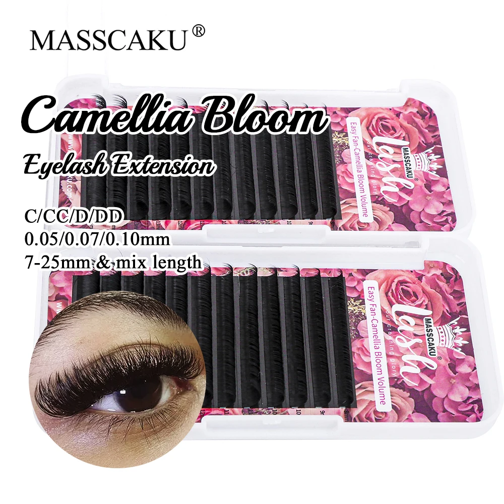 

Искусственные ресницы Camellia для наращивания, новые модные синтетические норковые ресницы Easy Fan, индивидуальные цветущие русские ресницы для объема за одну секунду