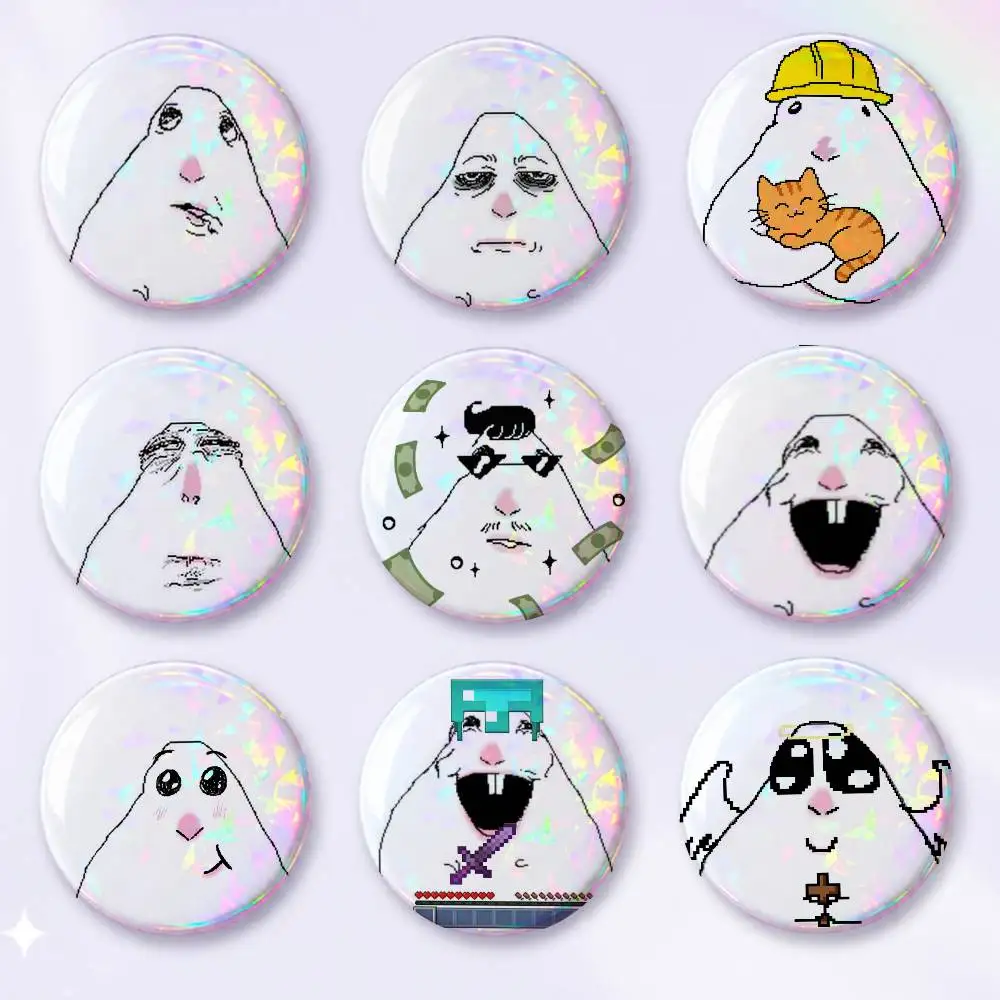 A-Creative Funny Hamster Meme Cartoon Round Brooches On Backpack Jacket Acrylic Button Pins Collection Gifts