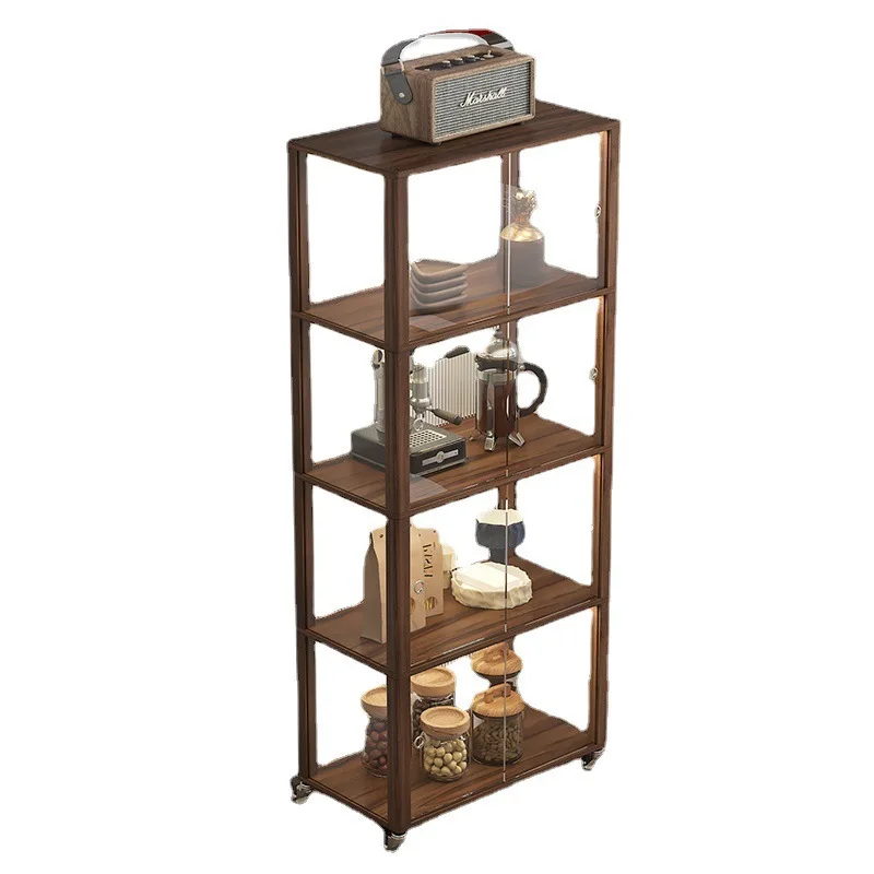 

Оригинальная полка из массива дерева для дома, в скандинавском стиле, простая, с дверцей, пылезащитная, напольная, акриловая, для кабинета