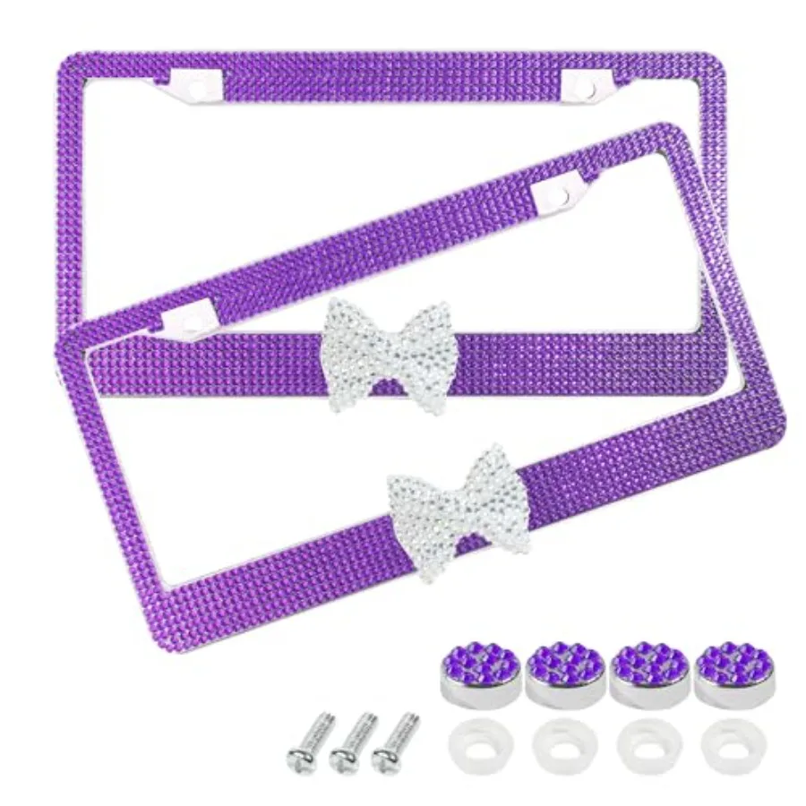 

Car Rhinestone License Plate Frame, Bling License Plate Frame, Cute Girly Car Accessories, Shiny Rhinestones Premium Licenses P