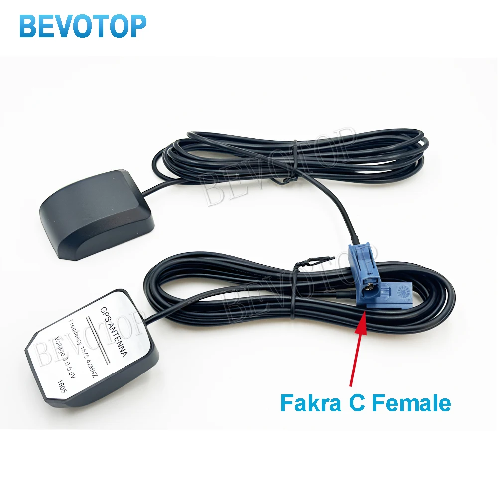 1 Antena GPS Automotiva Fakra C Fêmea Reta/Ângulo Reto com Cabo RG174 para Localização e Recepção de Sinal GPS - Adaptador de Antena