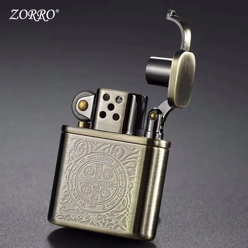 Zorro Metal Grinding Wheel Kerosene Lighter Windproof Constantine Creative Old Nine-door Retro Men\'s Lighter Birthday Gift