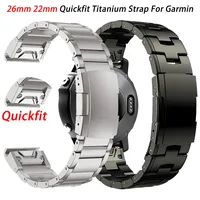 Correa de titanio Quickfit de 26mm y 22mm para Garmin Fenix 8 43/6/6XPro/7/7X/5X/5XPlus/correa de reloj de liberación metálica para Forerunner 945 935