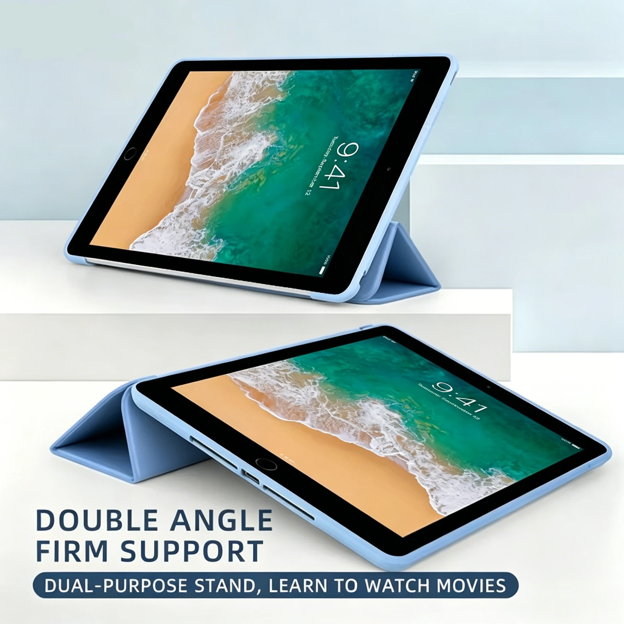 

Case for iPad 9.7 5th/6th, for iPad Air 1 2 9.7 inch, Slim Stand Soft Back Shell Smart Cover, Tri-Fold Folio & Auto Wake / Sleep