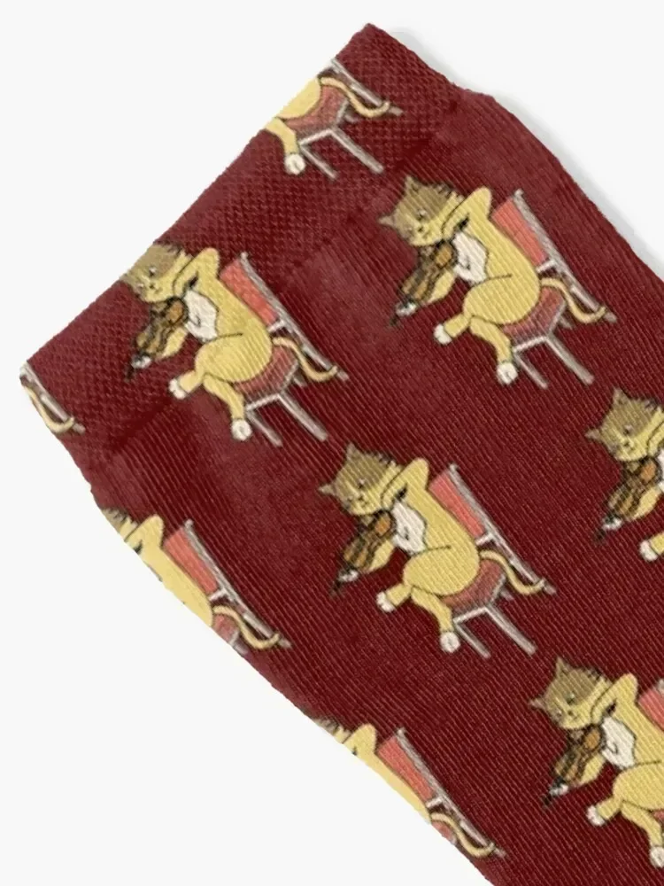 Cat Sitting On A Chair And Playing Violin Classic Music Funny Gift Socks sheer cute christmas gift new in's Ladies Socks Men's