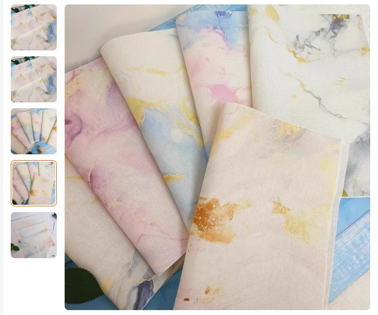 Cross stitch fabric, colorful fabric, colorful fabric, marble pattern 34-46CM-6PCS colored background fabric, DIY handmade