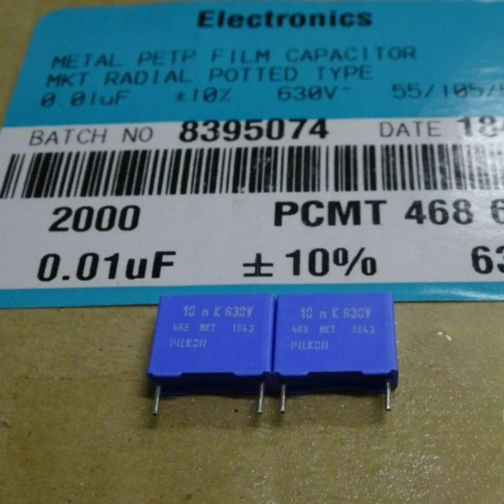 20pcs/lot MKT468 0.01uf 630V 10nF 103K Brand New 10mm Film Capacitor PCMT4686S103