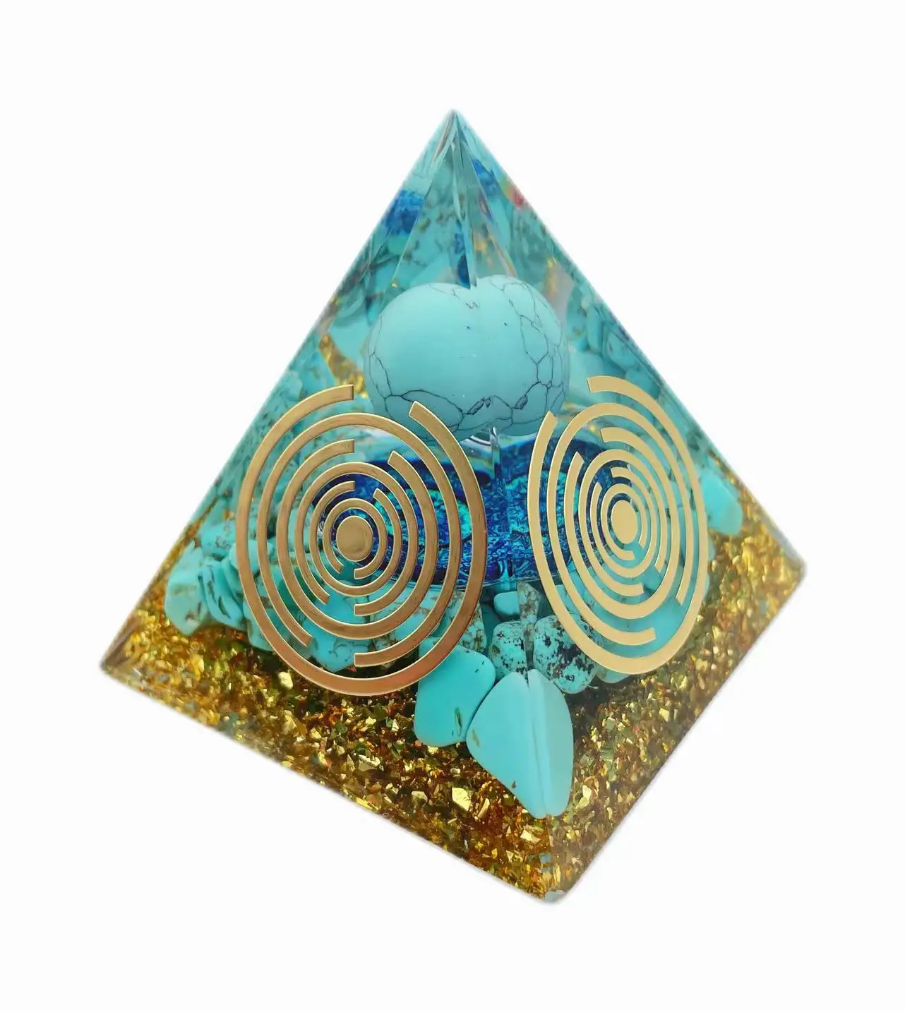 1pc Orgone Pyramid of success Citrine Orgonite Healing Crystals For Wealth Wisdom Meditation  Lakhovsky Mwo gold-plated