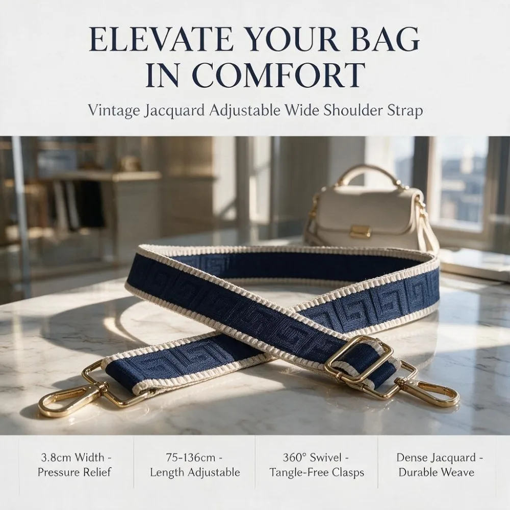 1 Piece 80-140cm Wide Adjustable Handbag Strap Purse Strap Replacement Shoulder Crossbody Strap Maze Pattern Bag Strap