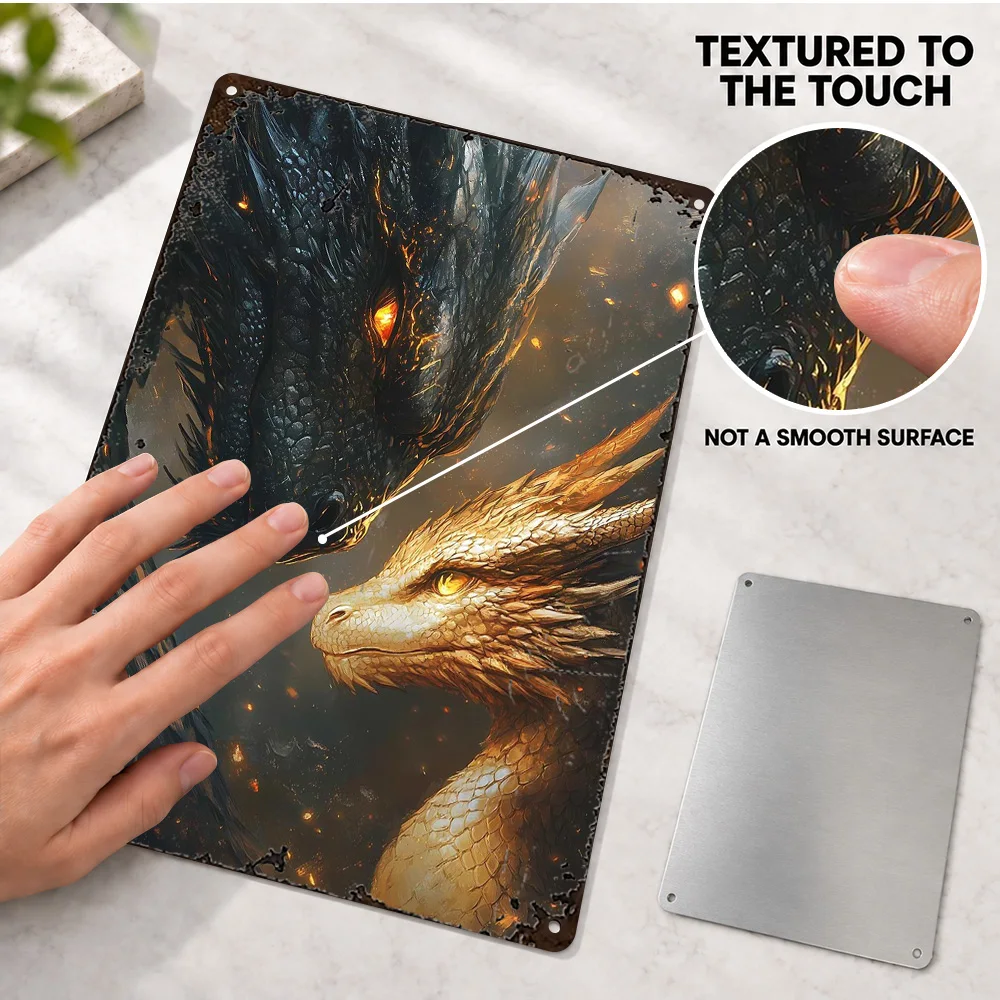 Tairn And Andarna Fourth Wing Book Theme Aluminum Poster Personalized Metal Sign Graphic Style Wall Art For Man Cave Reader Gift