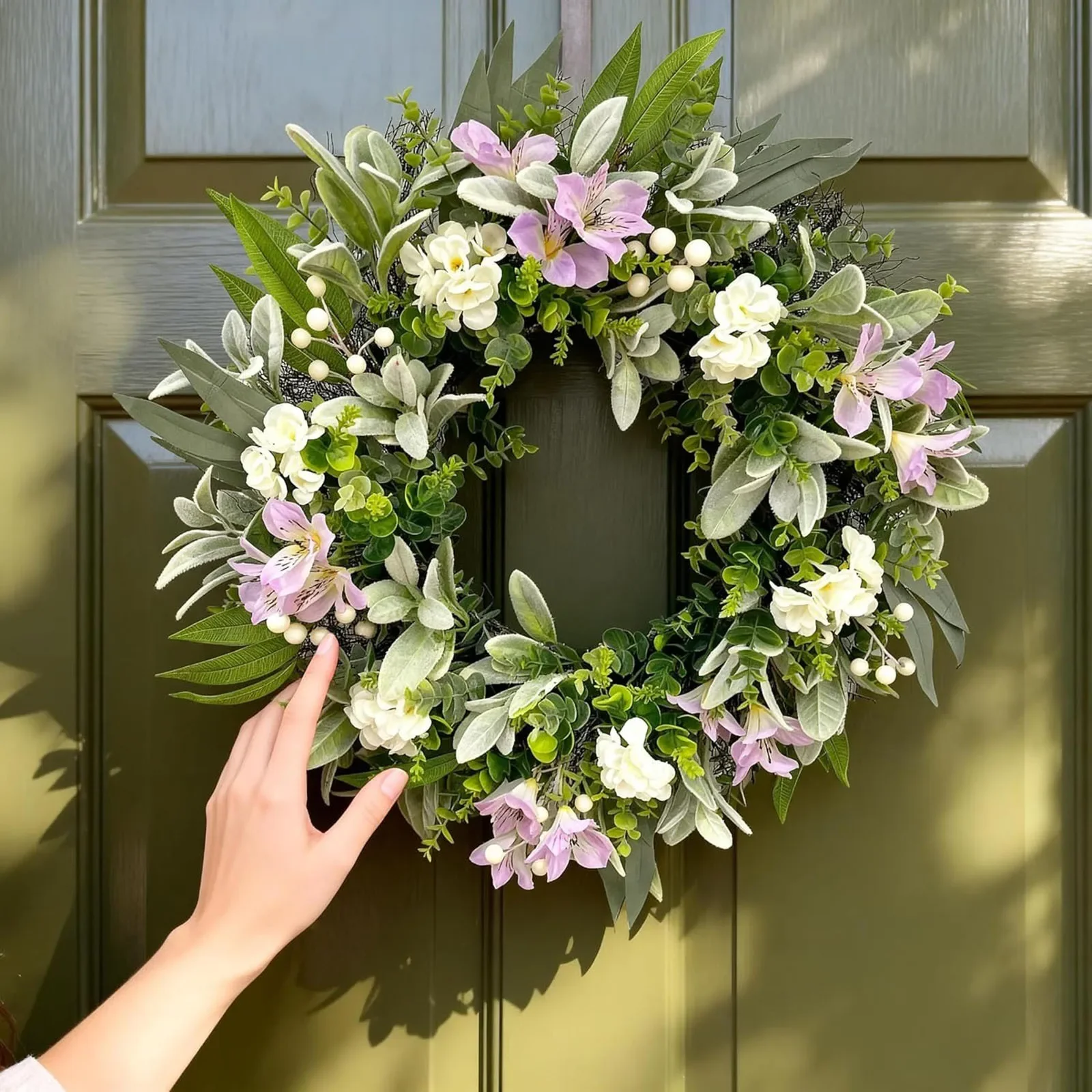 Spring Purple and White Simulation Garland, American Farmhouse Throttle Decoration Home Decoration