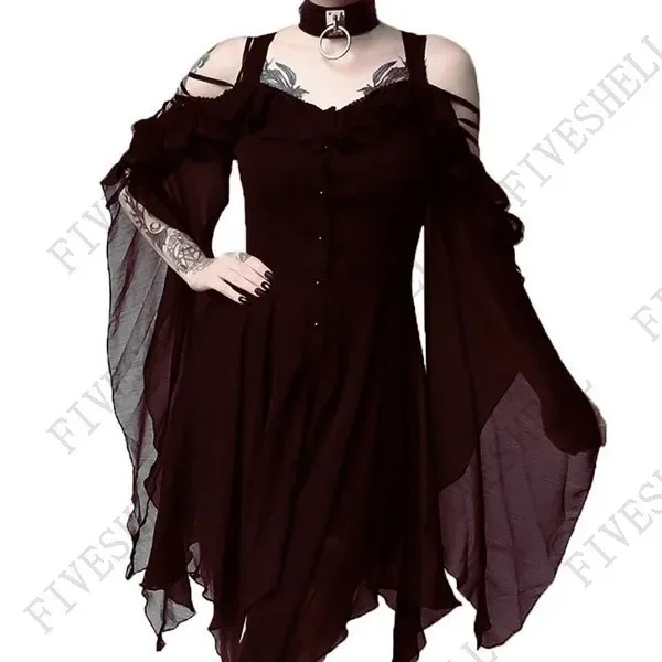 2025 Women Medieval Retro Queen Princess Sling Evening Dress British Style Gothic Halloween Vampire Witch Scary Cosplay Costume