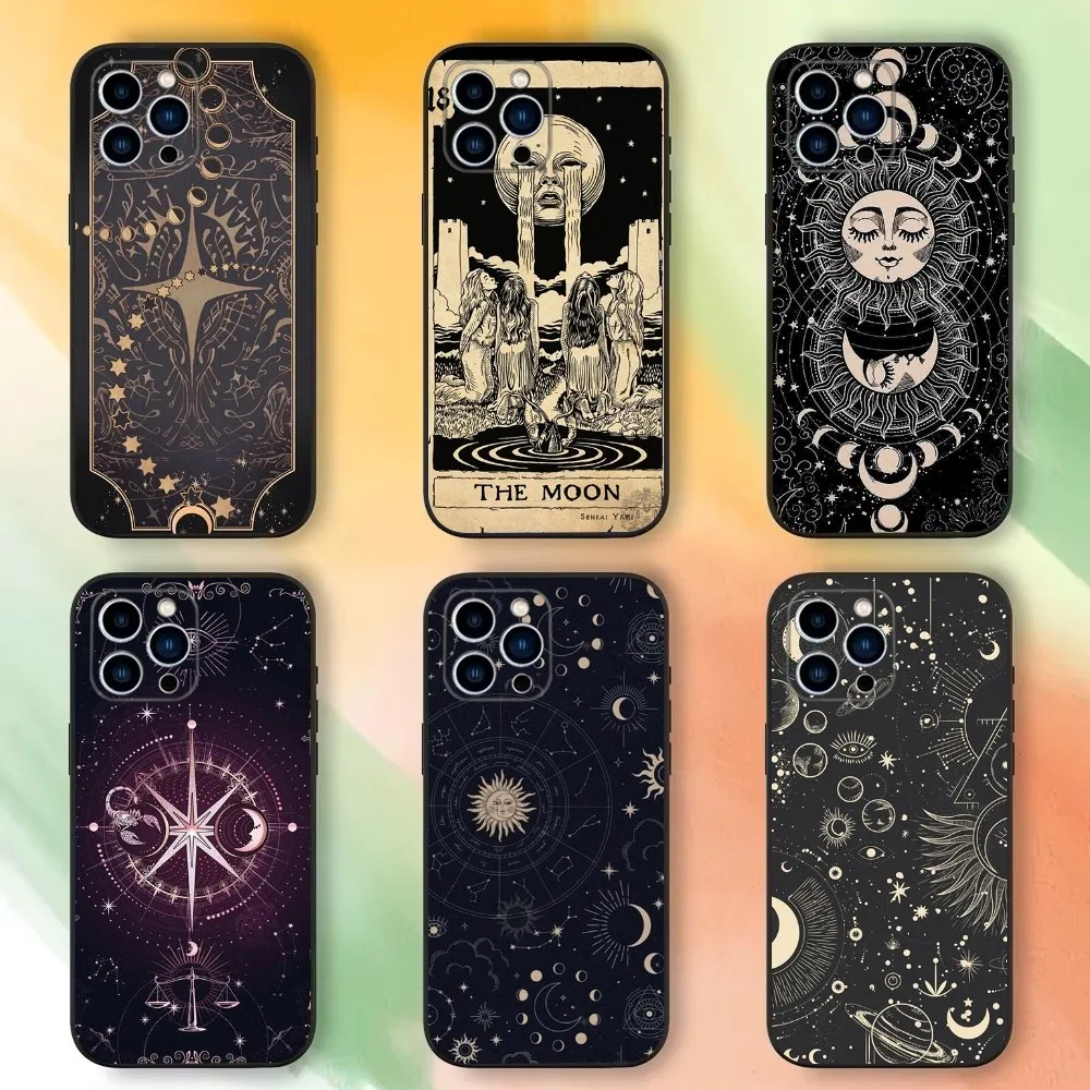 Tarot Mystery Totem  Phone Case For iPhone 16,15,14,13,12,11 Plus,Pro Max,XS,X,XR,SE,Mini,8,7，Soft Silicone Black Cover