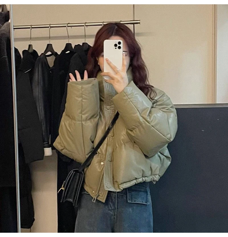 Winter Short Cotton Jackets Women New Stand Collar Single Breasted Zipper Thick Warm Padded Coats Fashion Trend Streetwear