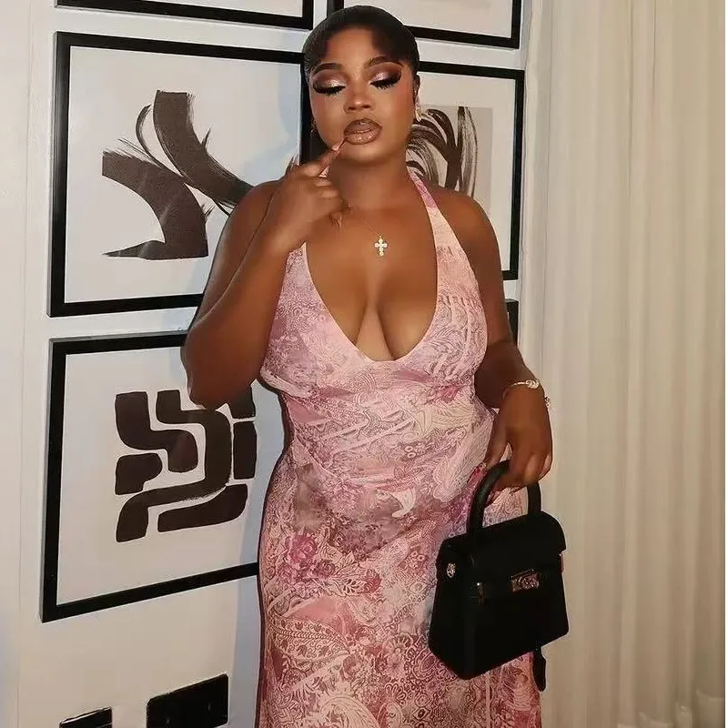 ผู้หญิงหวานเสื้อผ้าความงามStreetwearสีชมพูPlusขนาดVINTAGE Harajukuชุดยาวตุ้งติ้งเซ็กซี่Frock Y2Kชุด