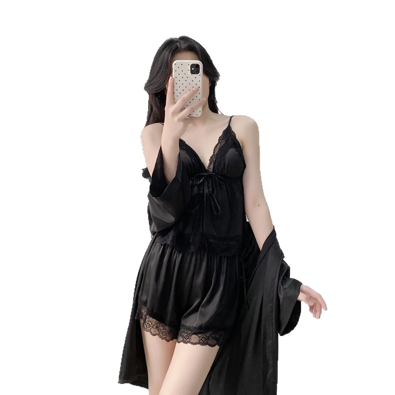 Sexy Sleeveless Pajama Set V Neck Womens Sleepwear Comfortable Homewear Trendy Slim Fit