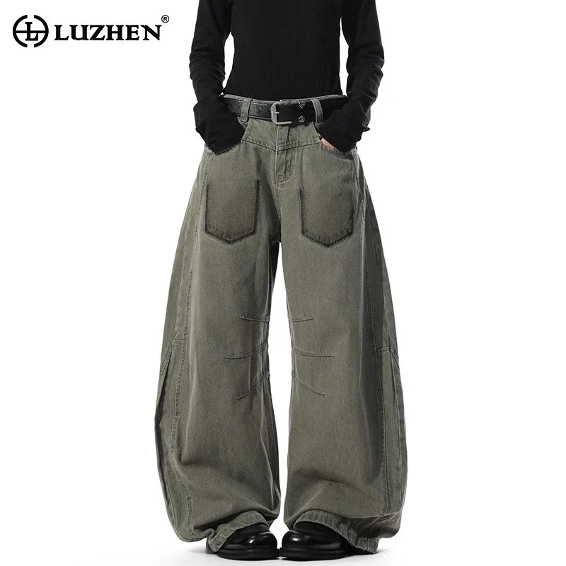 

LUZHEN 2025 New Original Personalized Pockets Printed Baggy Straight Casual Pants Men's Trendy Handsome Wide Leg Trousers JY5399