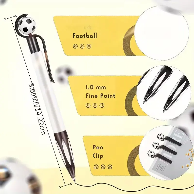 20Pcs Football Ballpoint Pens, Customizable with the Desired Text or Commemorative Date, Suitable for School Party Gifts, School Supplies, Student Essentials, Football Design, Fun Stationery, Smooth Writing, Durable Plastic, Ideal for Back-To-School Season, Classmates' Birthdays, Christmas, and Gift-Giving