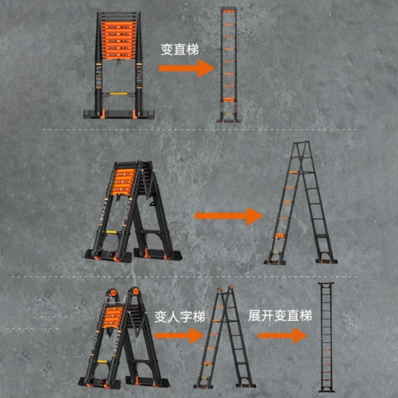 Escalones telescópicos simples para el hogar, escalera plegable de aluminio, multifuncional, gruesa, portátil