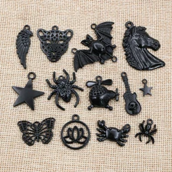 New Fashion Black Plated Chrams Spider Star Wings Butterfly Horse Metal Alloy Pendant DIY Charms for Jewelry Making Findings