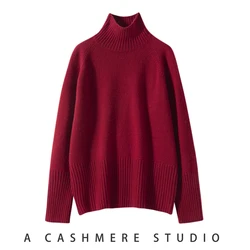 100% Cashmere Sweater Women Pullover Winter Turtleneck Thicken Warm Tops Female Fashion Knit Jumper Lady Large Size Pullovers