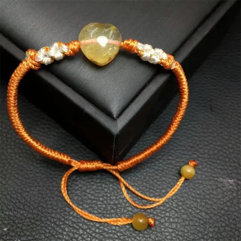 Natural Red Fire Quartz Hematoid Heart Woven Bracelet Crystal Carving Women Jewelry Healing Gemstone Holiday Gift Fashion 1pcs